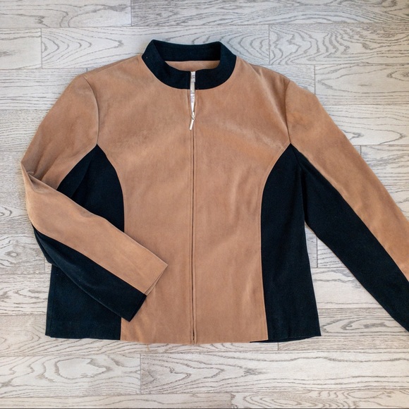 suede-like colorblock jacket - Picture 1 of 5